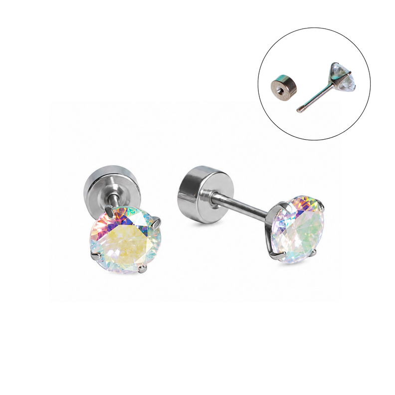 Aros punto de luz Aurora titanio Zirconia 5mm Plateado