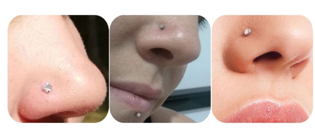 Set (04) de piercing acero quirúrgico  zirconia nariz boca oreja-1