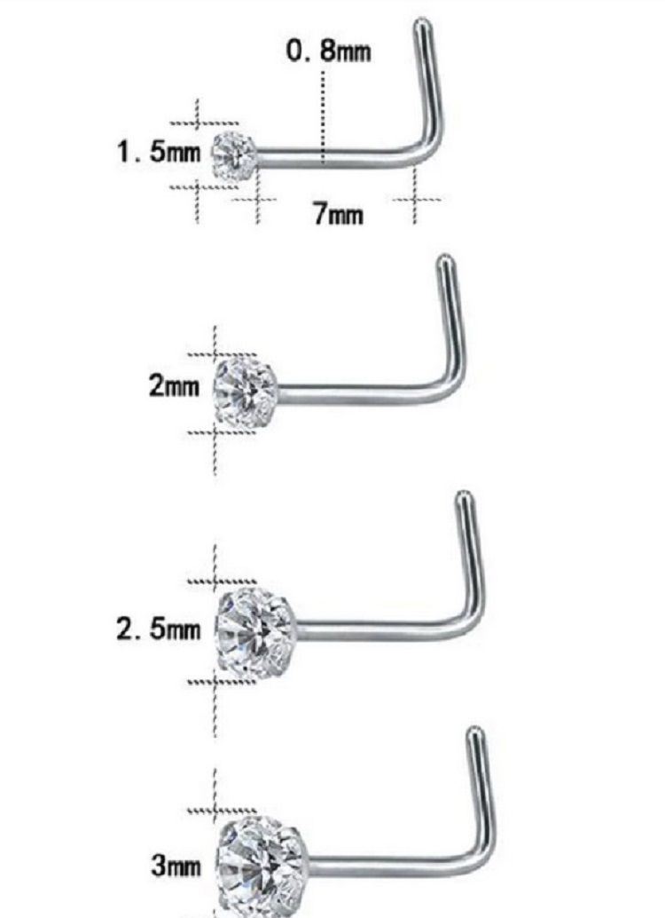 Set (04) de piercing acero quirúrgico  zirconia nariz boca oreja-2