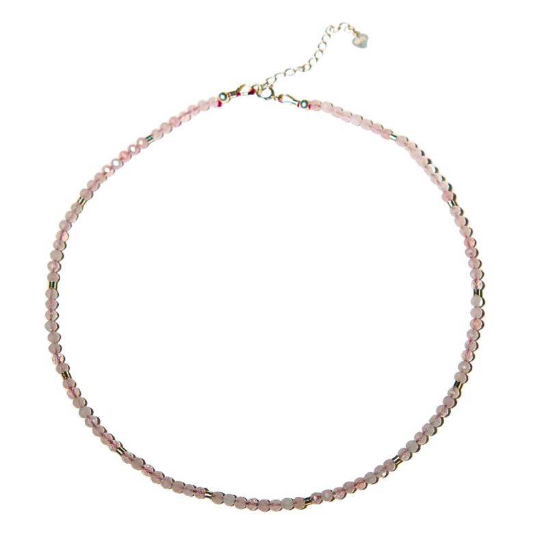 Collar gargantilla Cuarzo Rosa 4mm plata fina 925 Terranova Rosado