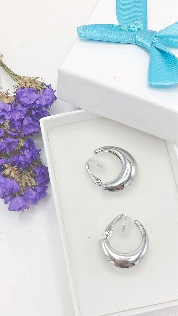 Aros Sin Perforación Argollas Chunky small Bañadas En Plata-1