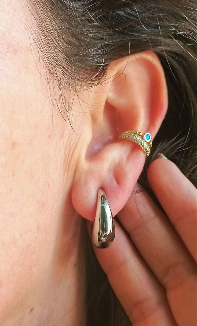 Aros Sin Perforación Argollas Chunky small Bañadas En Plata-2