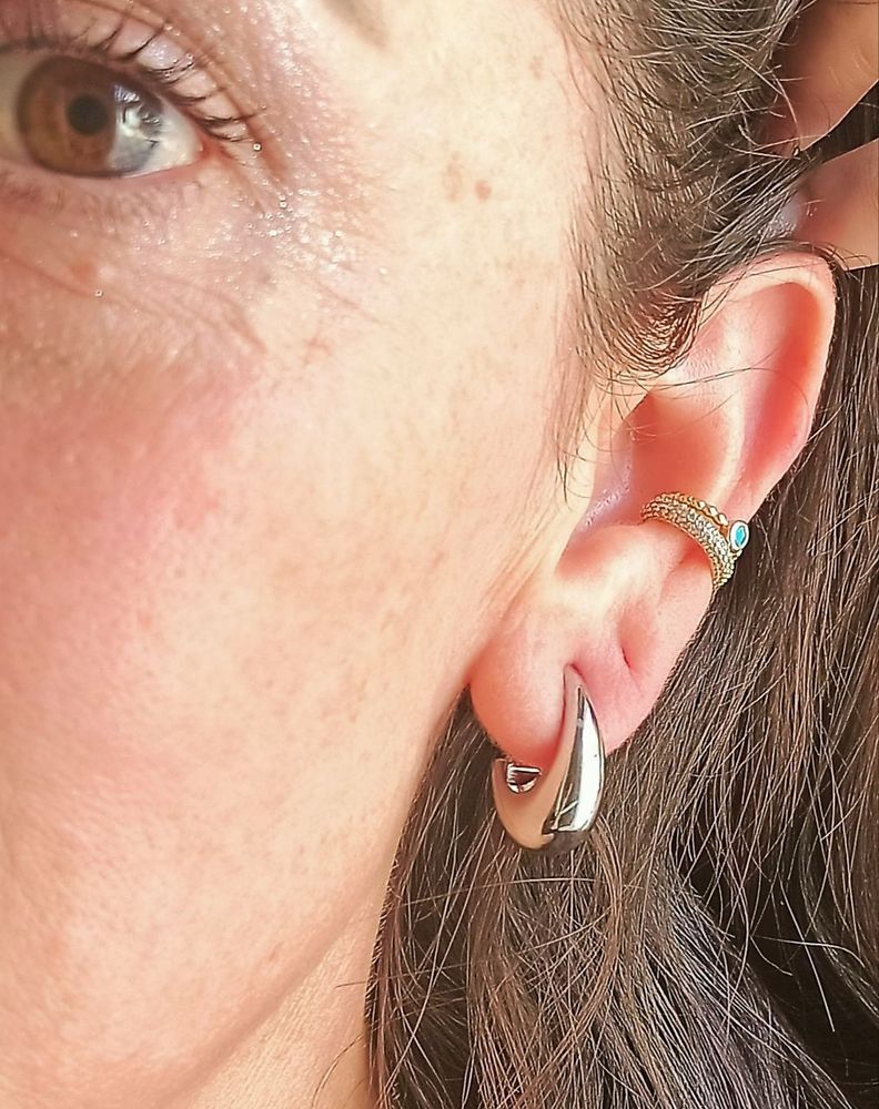Aros Sin Perforación Argollas Chunky small Bañadas En Plata-4