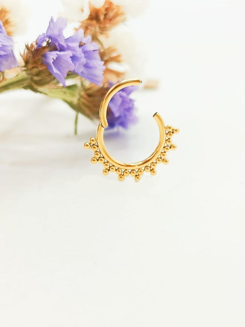 Piercing Septum F136 G23 Acero De Titanio Chapado En Oro 18k-2