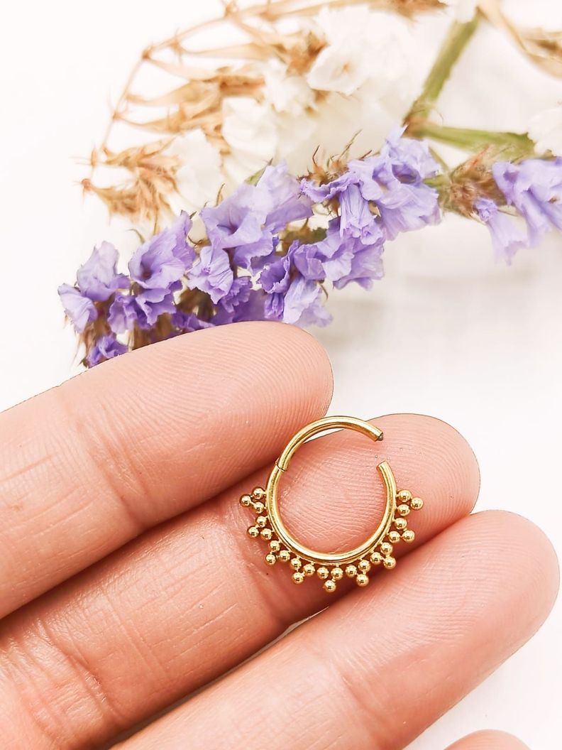 Piercing Septum F136 G23 Acero De Titanio Chapado En Oro 18k-3