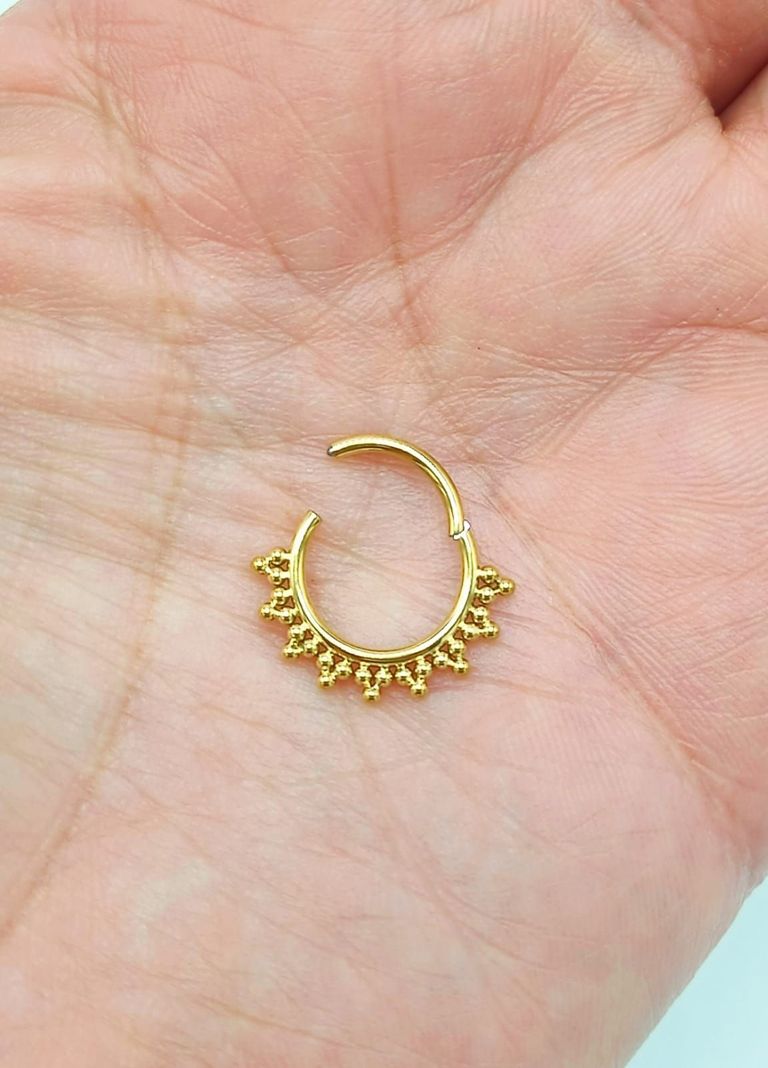 Piercing Septum F136 G23 Acero De Titanio Chapado En Oro 18k-6