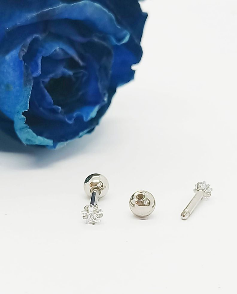 Aros Punto de Luz Acero Inoxidable Blanco Zirconio Estrella 3mm-3