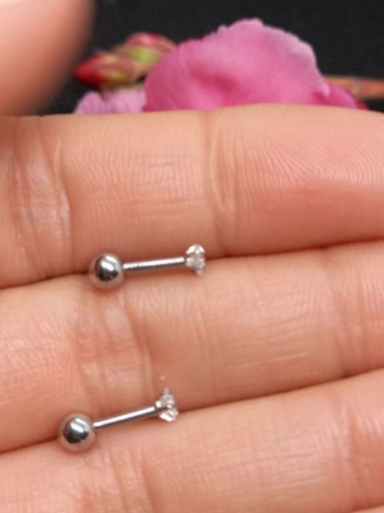 Aros Punto de Luz Acero Inoxidable Blanco Zirconio Estrella 3mm-6
