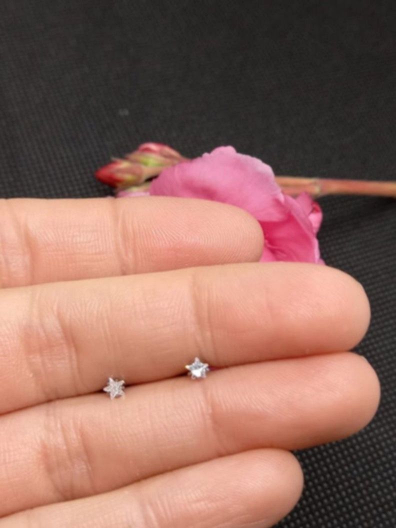 Aros Punto de Luz Acero Inoxidable Blanco Zirconio Estrella 3mm-5