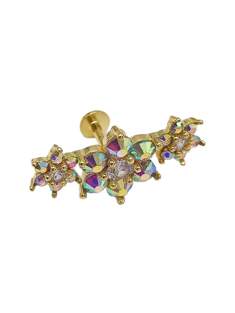 Piercing Labret modelo Elvira Plata S925 Trepador Chapado En Oro 18k -0