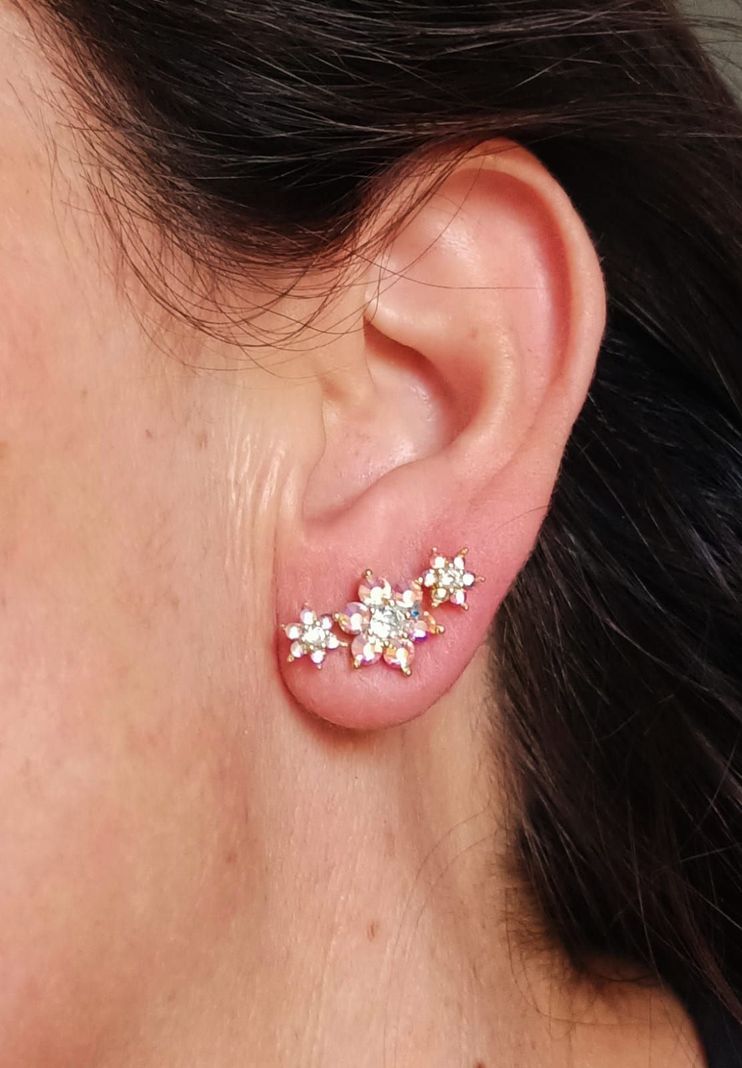 Piercing Labret modelo Elvira Plata S925 Trepador Chapado En Oro 18k -2