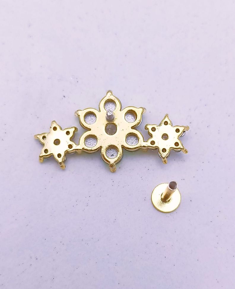 Piercing Labret modelo Elvira Plata S925 Trepador Chapado En Oro 18k -6