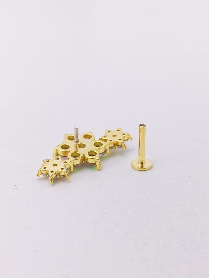 Piercing Labret modelo Elvira Plata S925 Trepador Chapado En Oro 18k -7