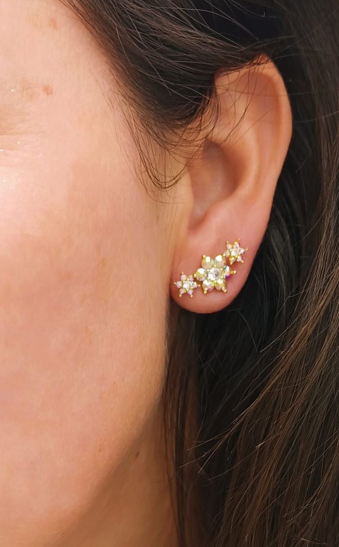 Piercing Labret modelo Elvira Plata S925 Trepador Chapado En Oro 18k -8