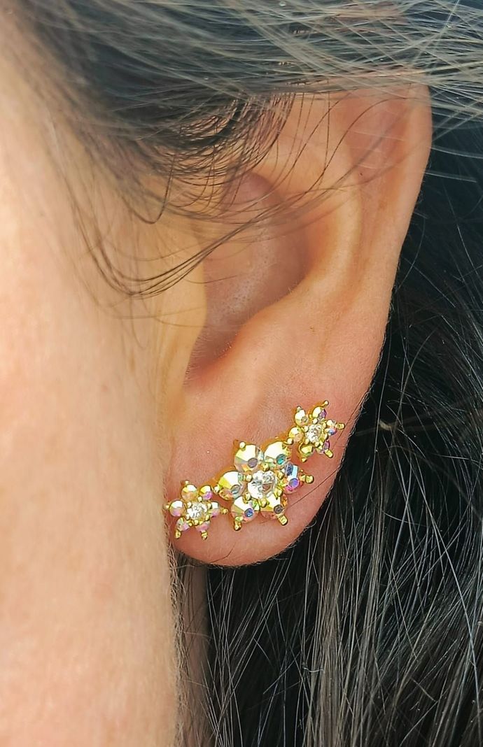 Piercing Labret modelo Elvira Plata S925 Trepador Chapado En Oro 18k -9