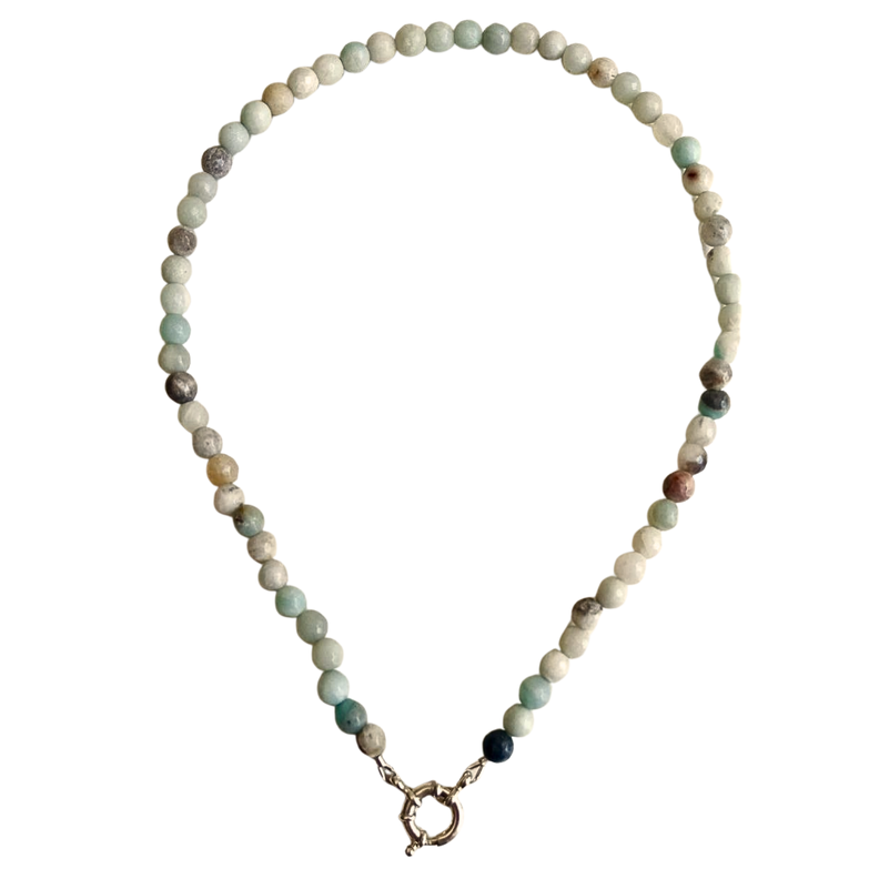 Gargantilla choker amazonita natural plata 925 Terranova Gris