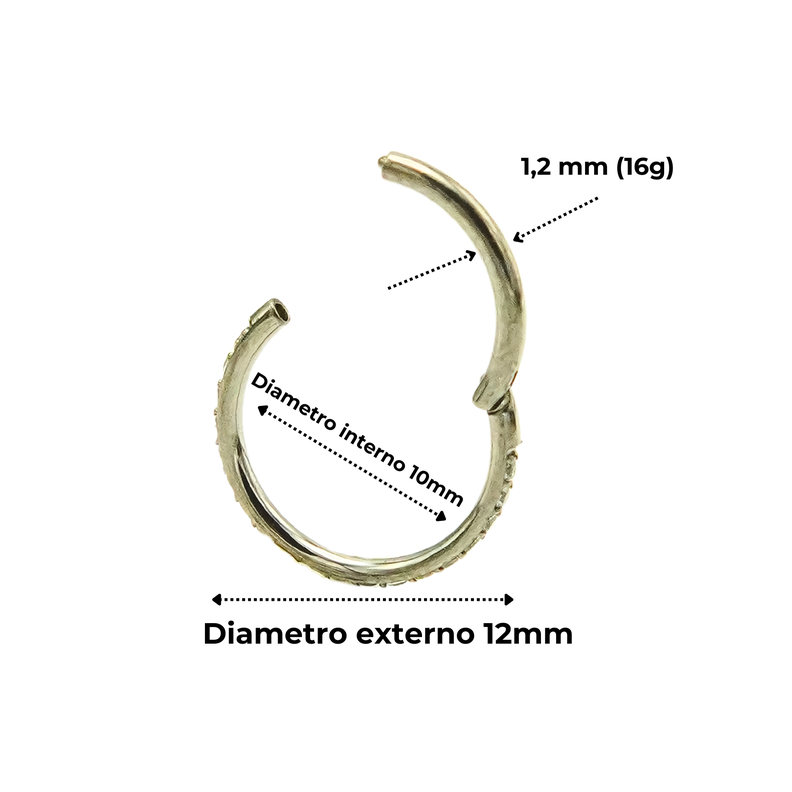 Piercing Septum 10mm Oreja Zirconias 16g Titanio Astm F136-5