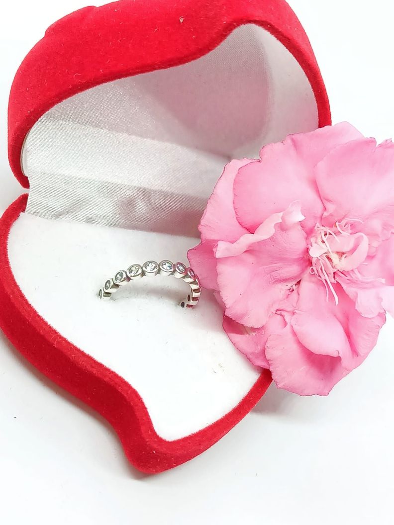 Anillo Pila Plata 925 Lujo Amor Zirconia Compromiso Apilable talla 9-5