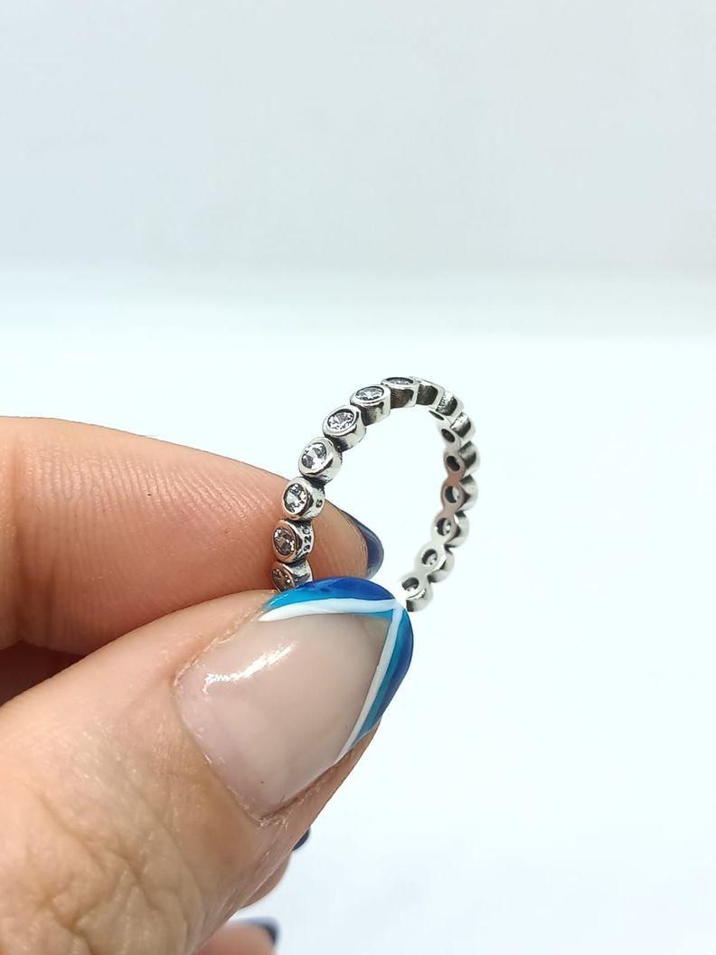 Anillo Pila Plata 925 Lujo Amor Zirconia Compromiso Apilable talla 9-4
