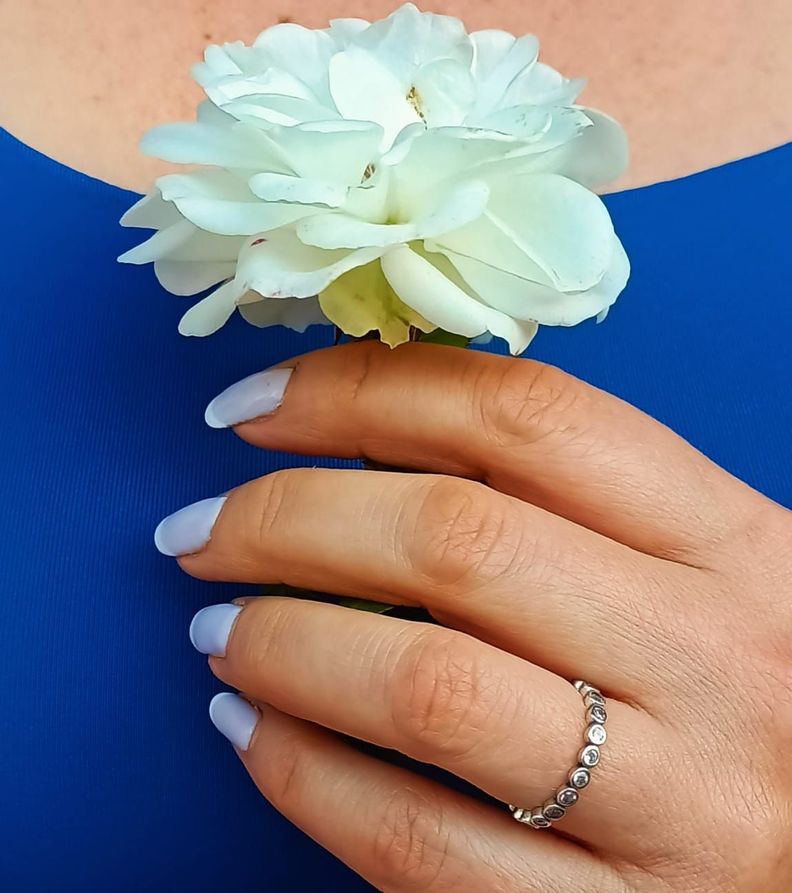 Anillo Pila Plata 925 Lujo Amor Zirconia Compromiso Apilable talla 9-2