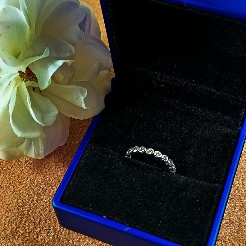 Anillo Pila Plata 925 Lujo Amor Zirconia Compromiso Apilable talla 9-1