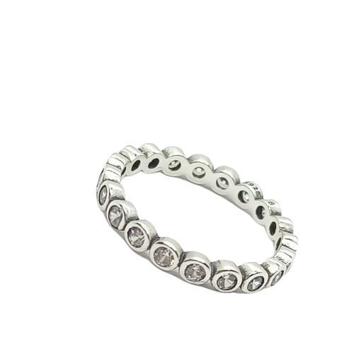 Anillo Pila Plata 925 Lujo Amor Zirconia Compromiso Apilable talla 9-0
