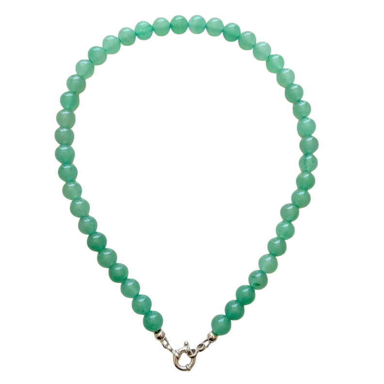Gargantilla choker jade verde natural plata 925 Terranova