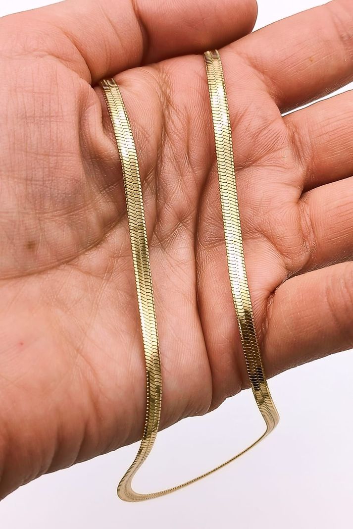 Colgante Cadena Tejido Serpiente 4mm Chapado En Oro 18kl-3