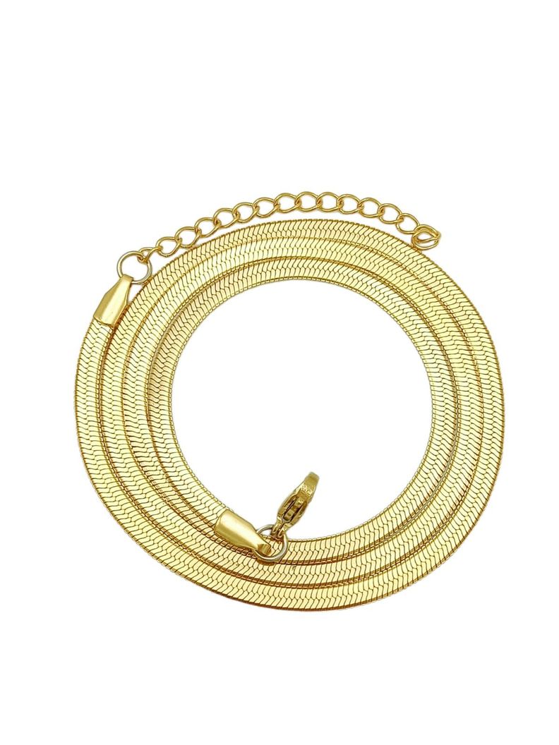 Colgante Cadena Tejido Serpiente 4mm Chapado En Oro 18kl-4