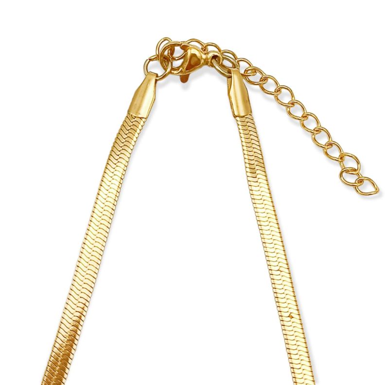 Colgante Cadena Tejido Serpiente 4mm Chapado En Oro 18kl-5