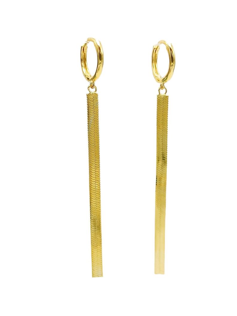 Argollas Huggies largas tejido serpiente Plata S925 Chapada Oro 18k-6