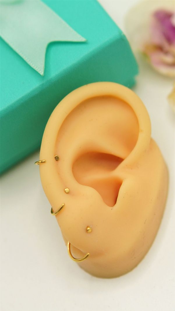 Pack de tres aros piercing abierto nostril titanio ASTM F136 dorados-7