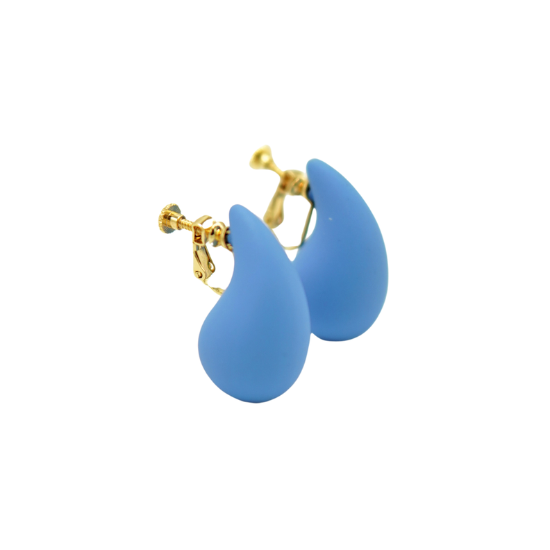 Aros Gota Azul Chapado En Oro 18k Earcuff Sin Perforacion-0