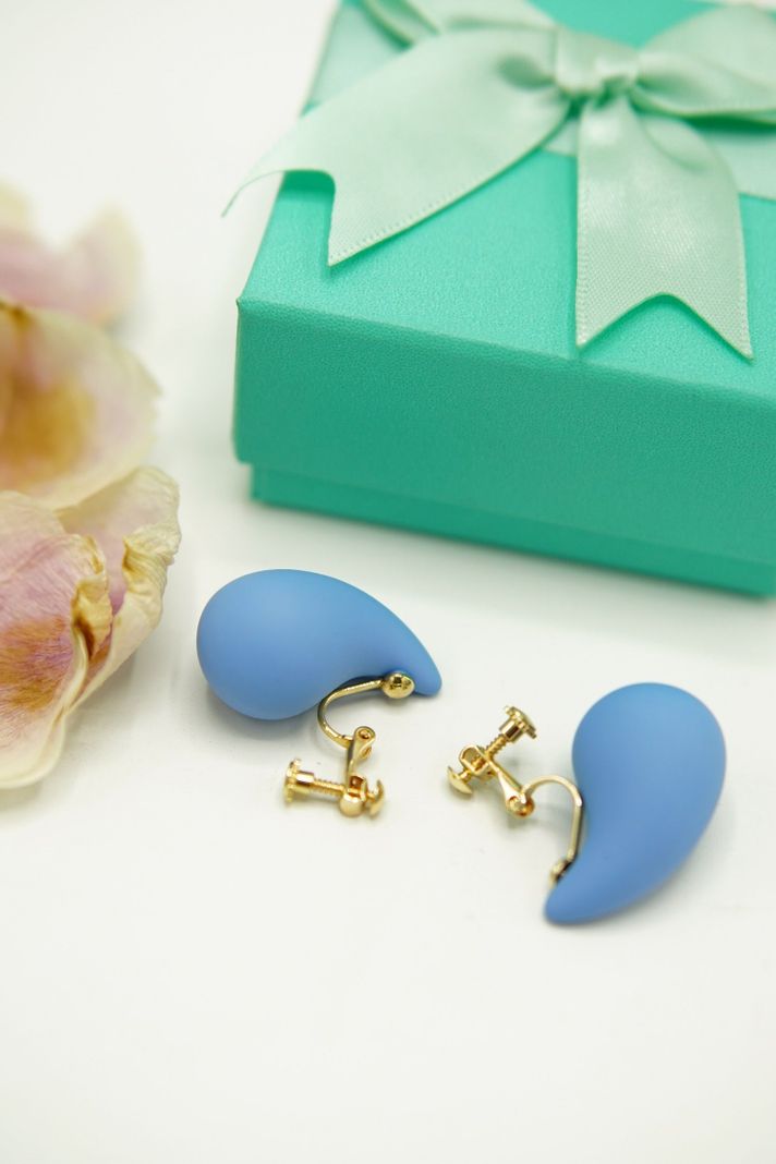 Aros Gota Azul Chapado En Oro 18k Earcuff Sin Perforacion-1