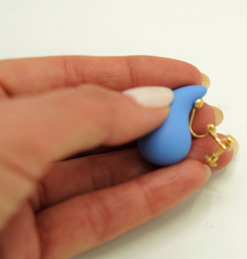 Aros Gota Azul Chapado En Oro 18k Earcuff Sin Perforacion-2