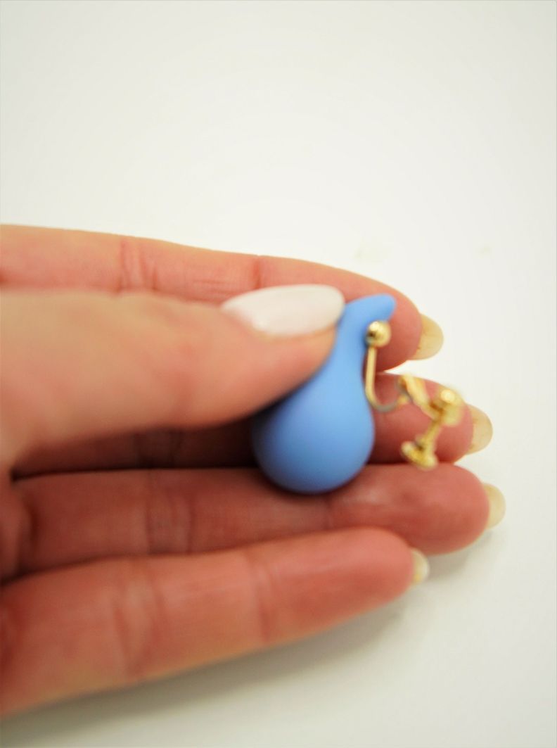 Aros Gota Azul Chapado En Oro 18k Earcuff Sin Perforacion-3