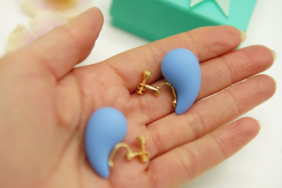 Aros Gota Azul Chapado En Oro 18k Earcuff Sin Perforacion-6