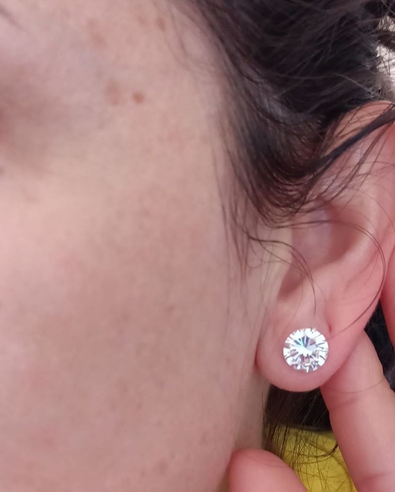 Pendientes Aretes Aros Puntos Luz En Plata 925 Zirconia 9mm-2