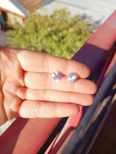 Pendientes Aretes Aros Puntos Luz En Plata 925 Zirconia 9mm-7