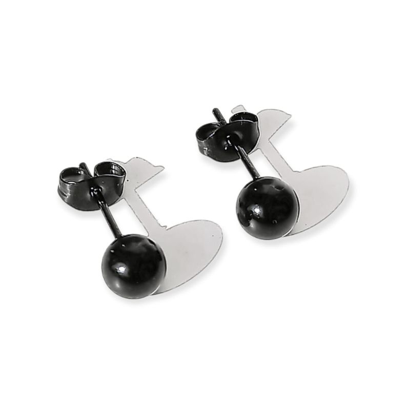 Pack De 3 Pares Aros Argollas Esfera Negras Piercing Oreja-2