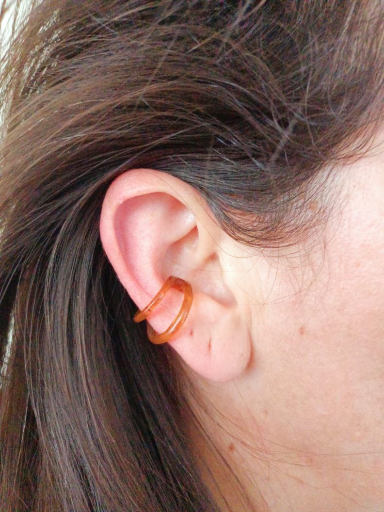 Piercing Oreja Earcuff Resina Colores Sin Perforación Punk carey-2