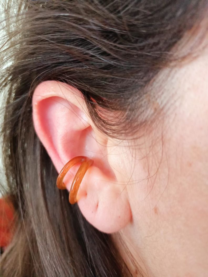 Piercing Oreja Earcuff Resina Colores Sin Perforación Punk carey-3