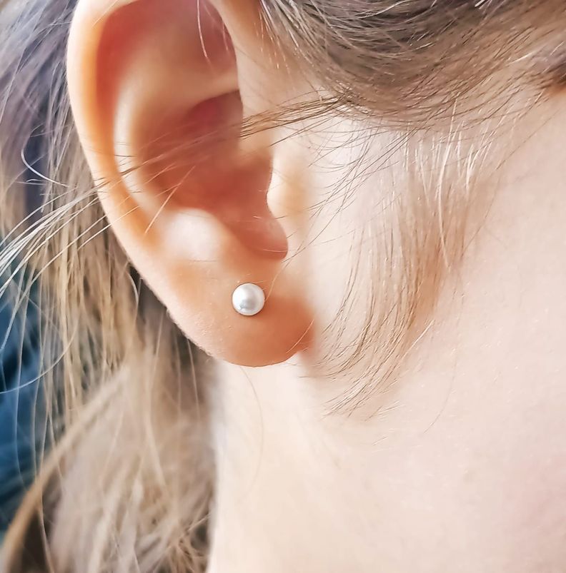 Aros Perlas 4mm tuerca tapa de seguridad chapados en oro 18kl-4