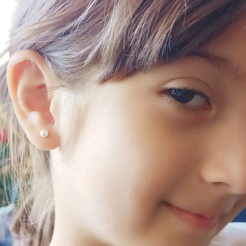 Aros Perlas 4mm tuerca tapa de seguridad chapados en oro 18kl-2