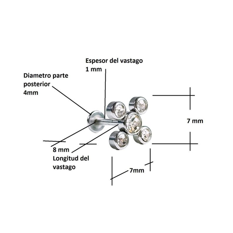 Piercing Punto Luz Tragus Conch Labret Modelo Dron Hipoalergénico Unidad-7