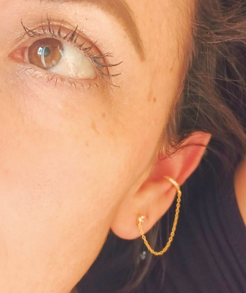 Aro Earcuff y Punto De Luz Modelo Atenea Plata fina ley S925 Chapado En Oro 18kl-2