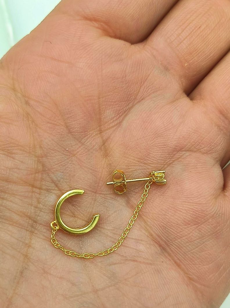 Aro Earcuff y Punto De Luz Modelo Atenea Plata fina ley S925 Chapado En Oro 18kl-3