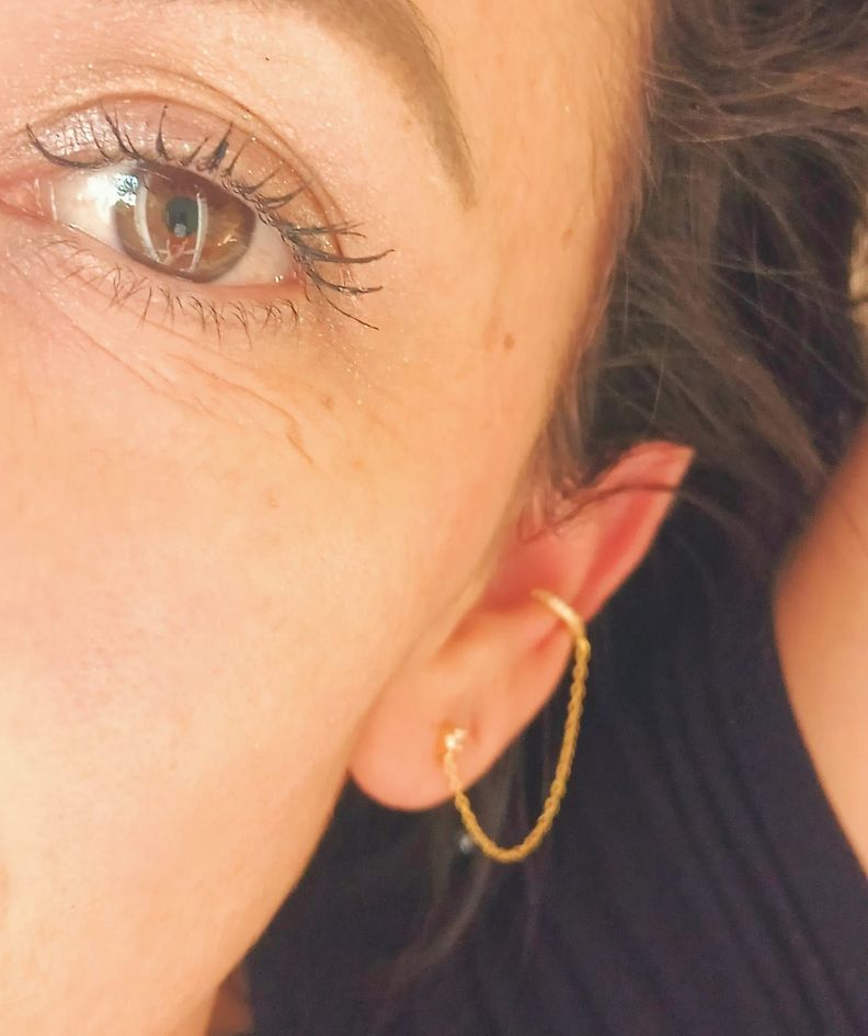 Aro Earcuff y Punto De Luz Modelo Atenea Plata fina ley S925 Chapado En Oro 18kl-5