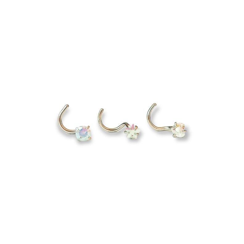 Pack Piercing Acero Quirúrgico Nariz set Zirconia Tornasol tipo S-5