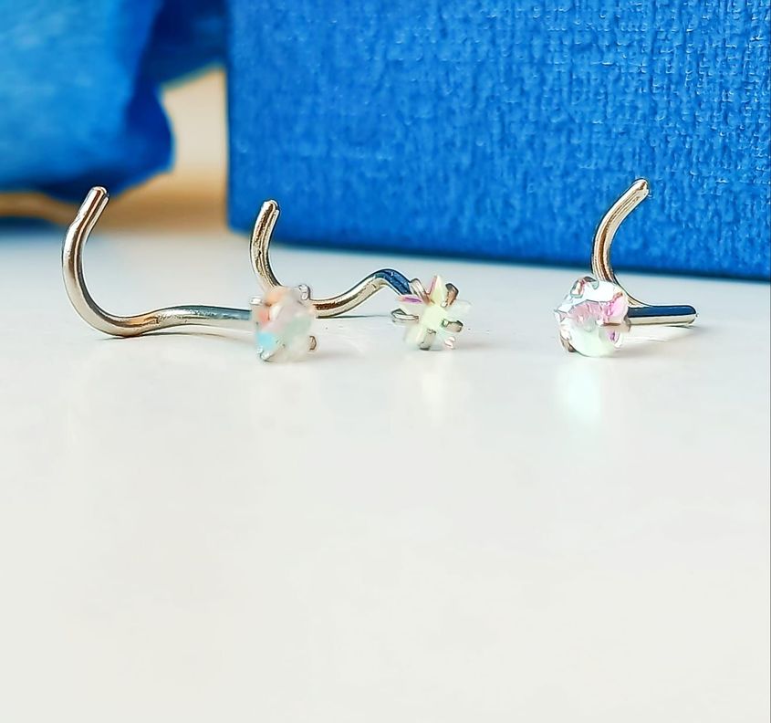 Pack Piercing Acero Quirúrgico Nariz set Zirconia Tornasol tipo S-6